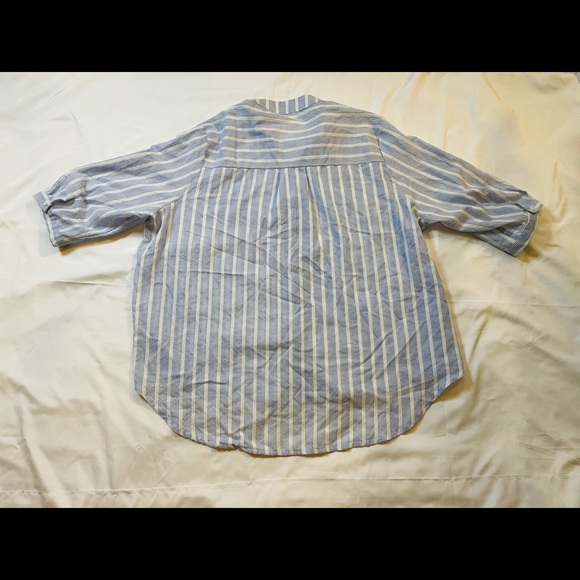 Baby Blue, Light Blue, & White striped, button down blouse, size XL lol - Picture 2 of 3